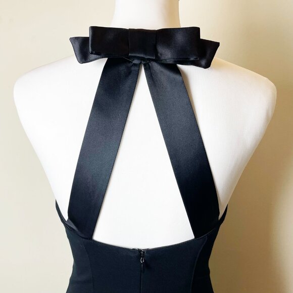 Cache Black Midi Dress | Back Bow & Buttons w/ Satin Trim | Size 4 | EUC - Picture 4 of 12